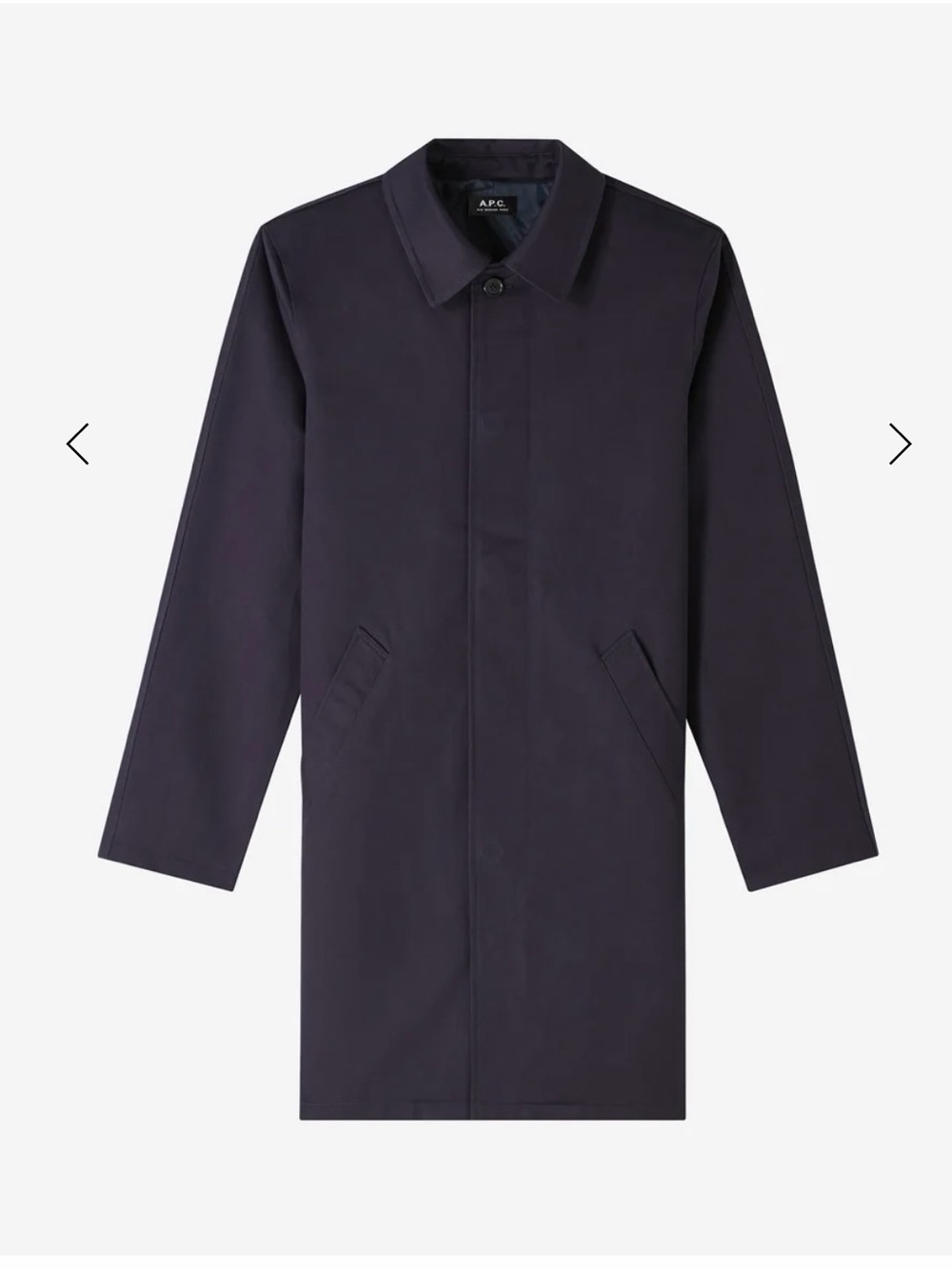 A.P.C. Men’s Navy Urban Mac Coat